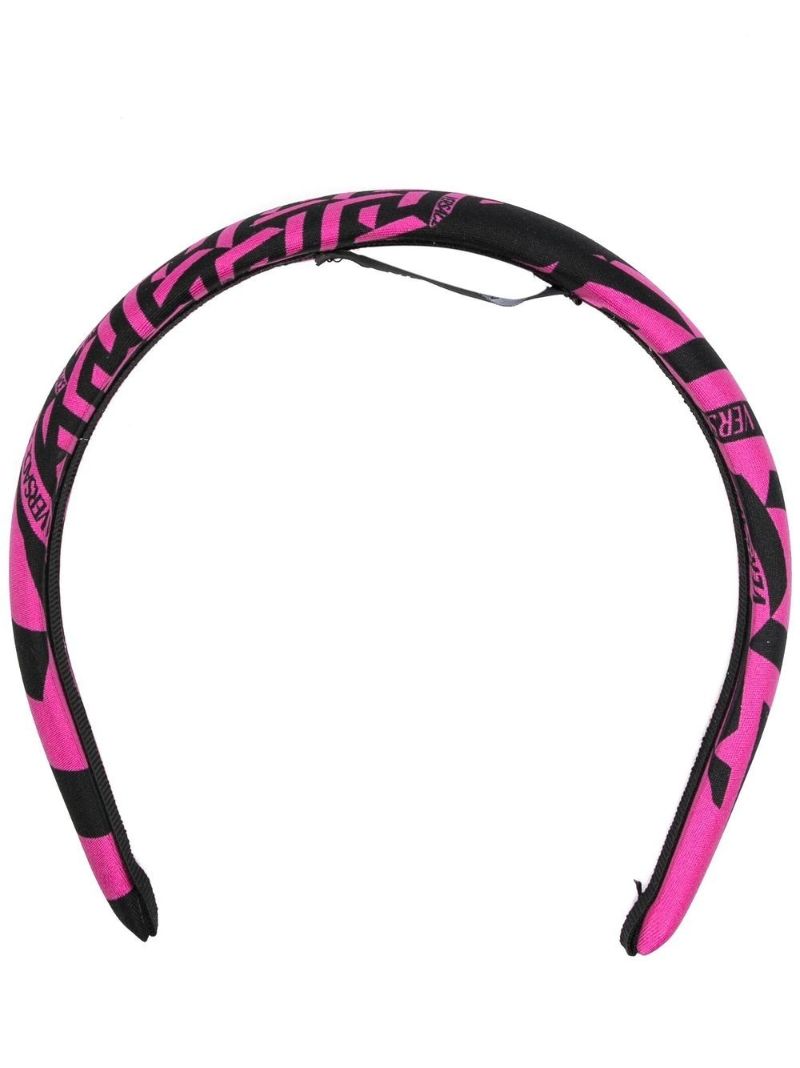 Pink La Greca Print Silk Headband