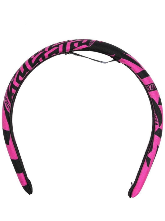 Pink La Greca Print Silk Headband