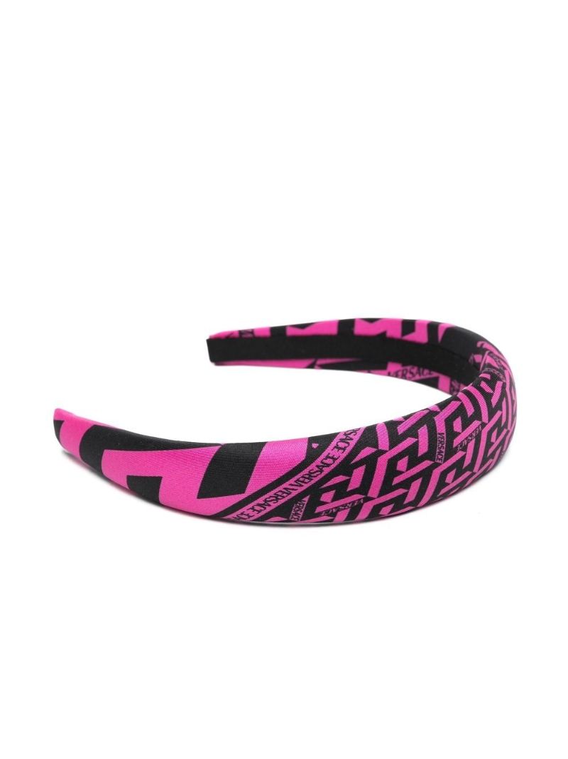Pink La Greca Print Silk Headband