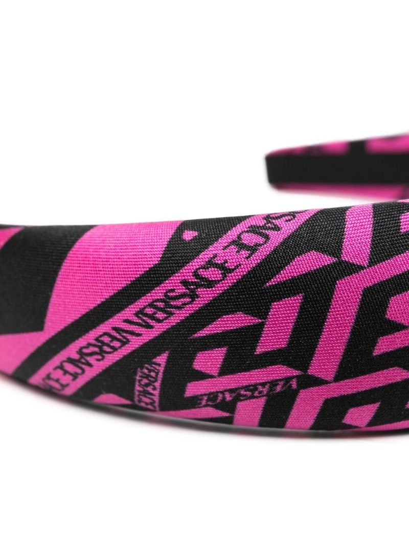 Pink La Greca Print Silk Headband