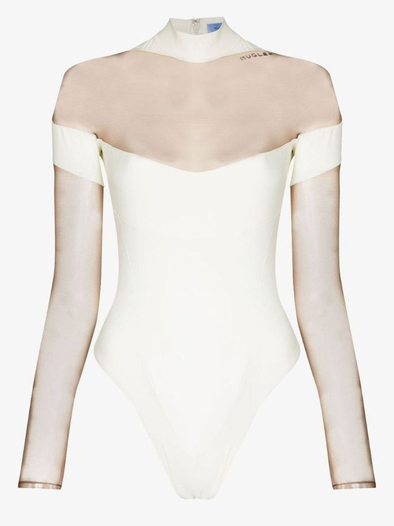 White Illusion Panelled Bodysuit