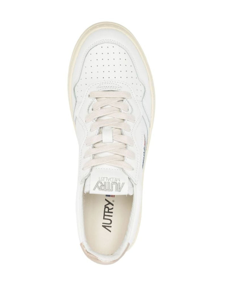 White Medalist Leather Sneakers