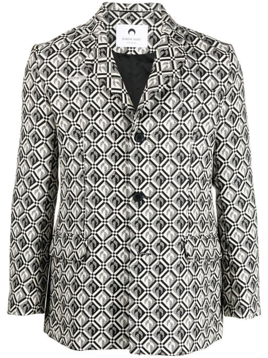 Black Moon Diamond Print Blazer