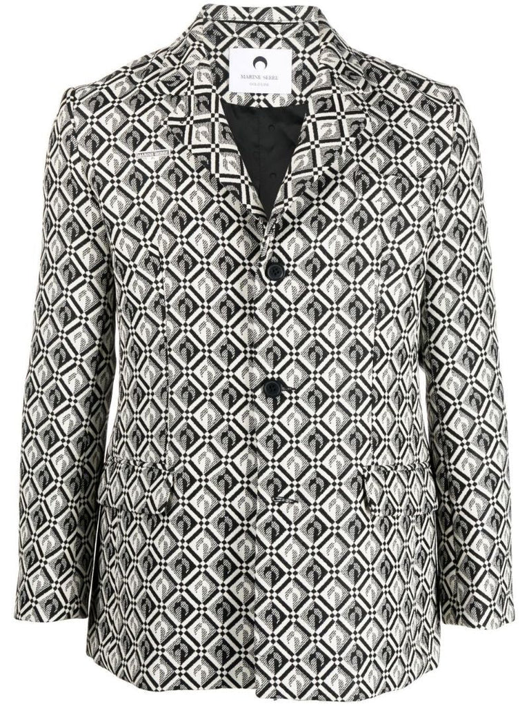 Black Moon Diamond Print Blazer
