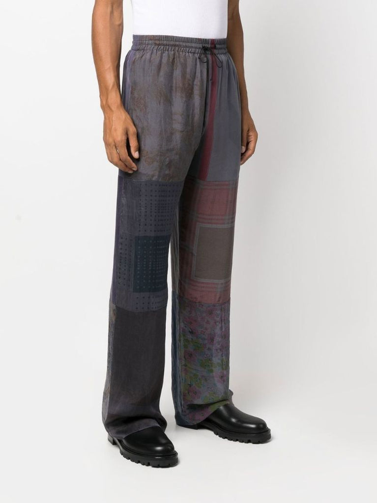 Grey Arthropoda Patchwork Silk Track Pants