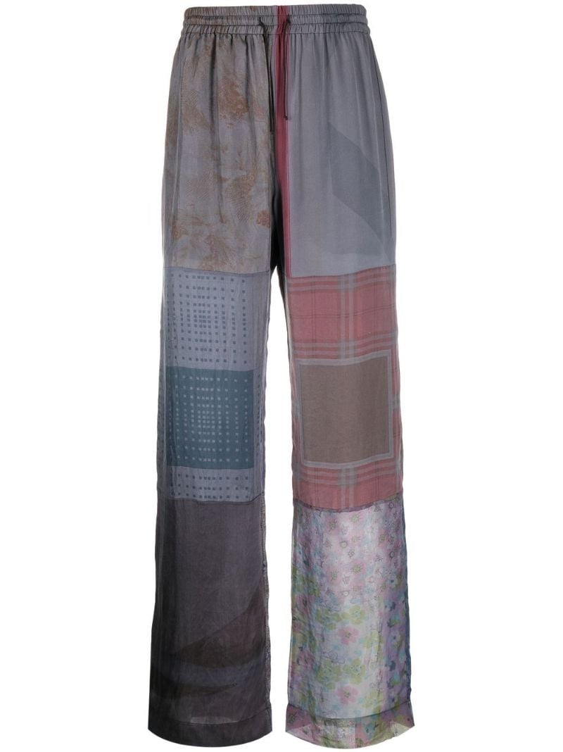 Grey Arthropoda Patchwork Silk Track Pants