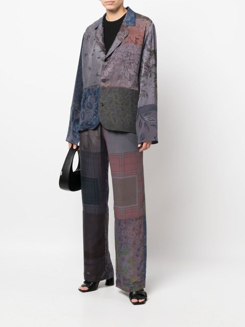 Grey Arthropoda Patchwork Silk Track Pants