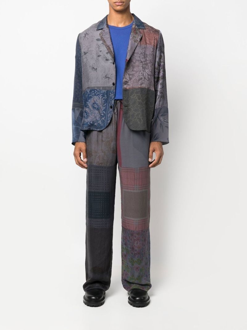 Grey Arthropoda Patchwork Silk Track Pants