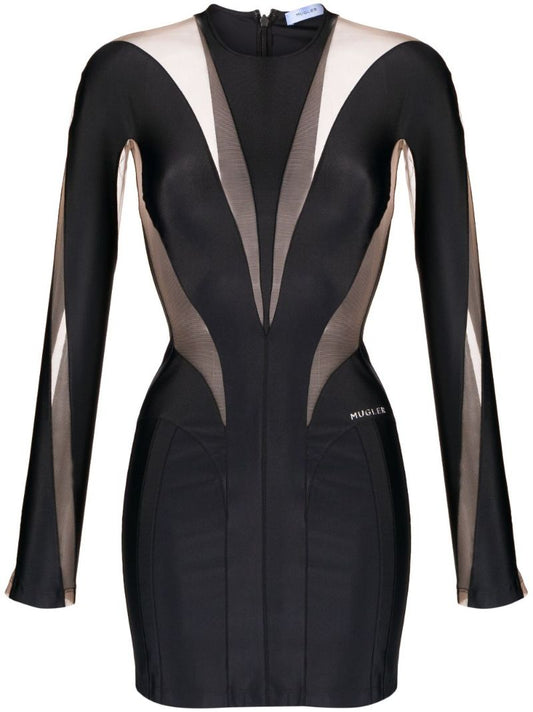 Black Illusion Sheer Panelled Mini Dress