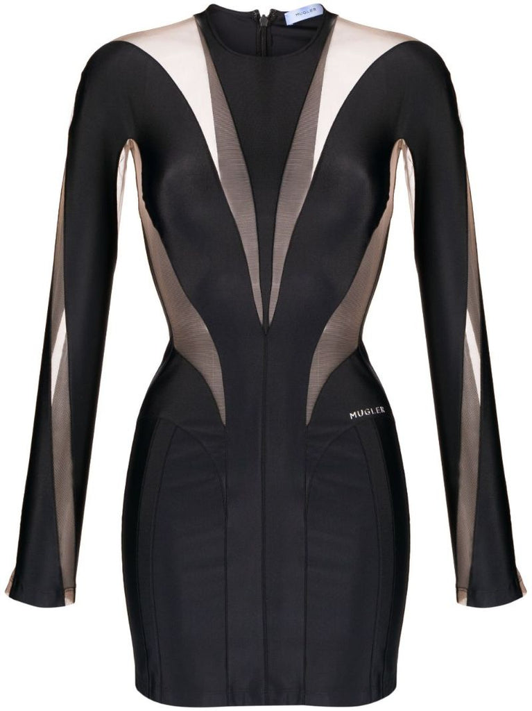 Black Illusion Sheer Panelled Mini Dress