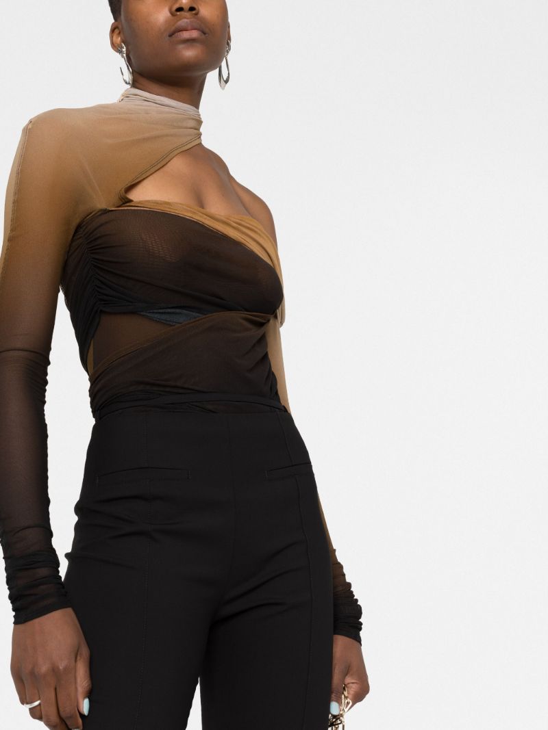 Black DÃ_x0083_Â©gradÃ_x0083_Â© Ruched Cutout Bodysuit