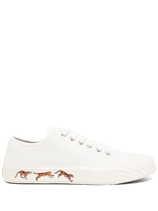 White Running Tiger Low-top Canvas Sneakers