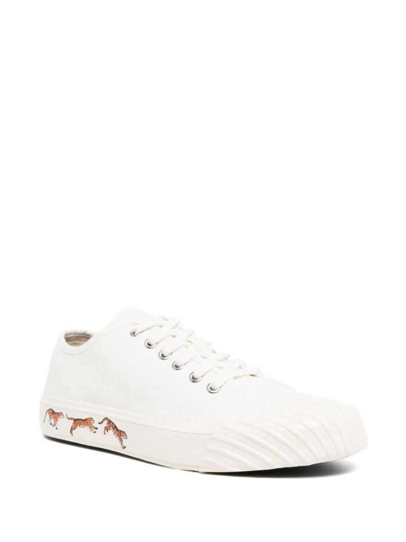 White Running Tiger Low-top Canvas Sneakers