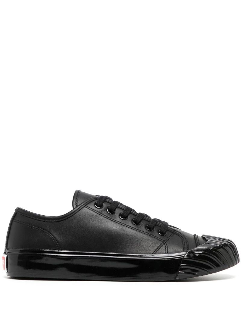 Black Leather Low-top Sneakers