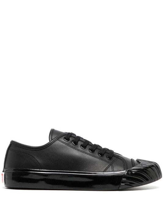 Black Leather Low-top Sneakers
