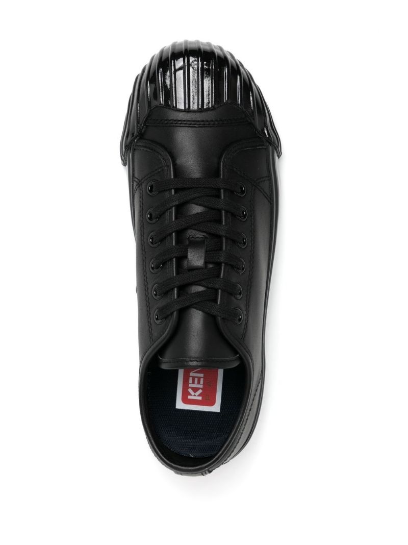 Black Leather Low-top Sneakers