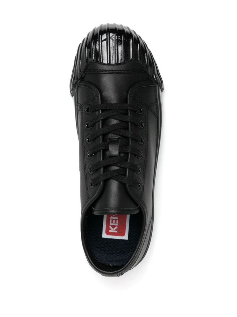Black Leather Low-top Sneakers