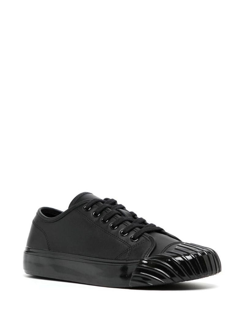 Black Leather Low-top Sneakers