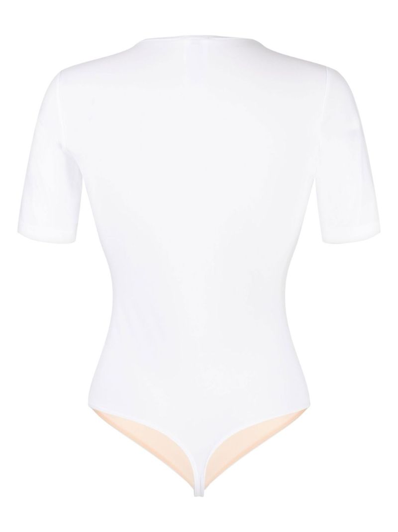 White Deep V String Bodysuit