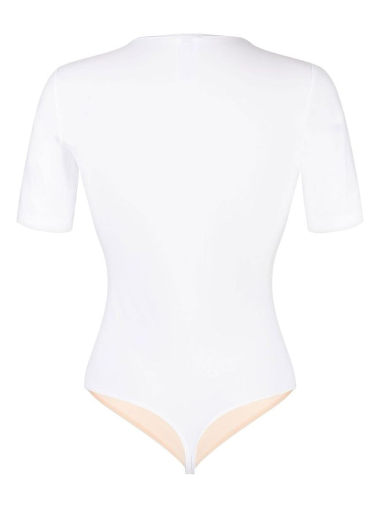 White Deep V String Bodysuit