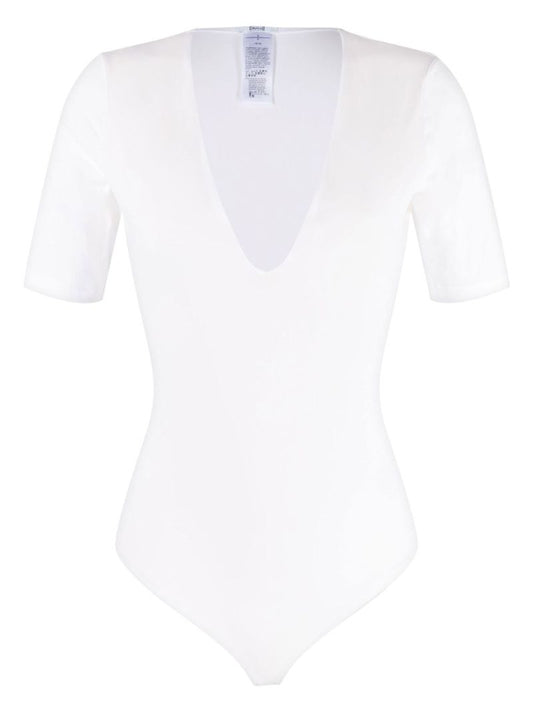 White Deep V String Bodysuit