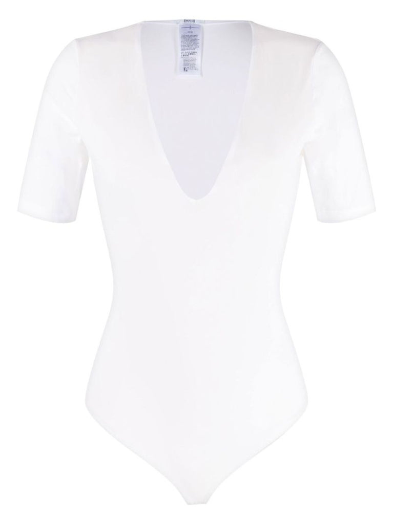White Deep V String Bodysuit