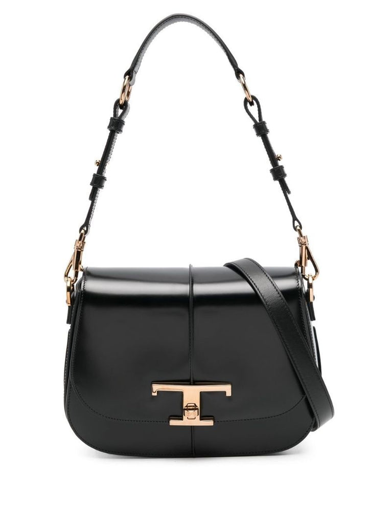 Black T Timeless Leather Shoulder Bag