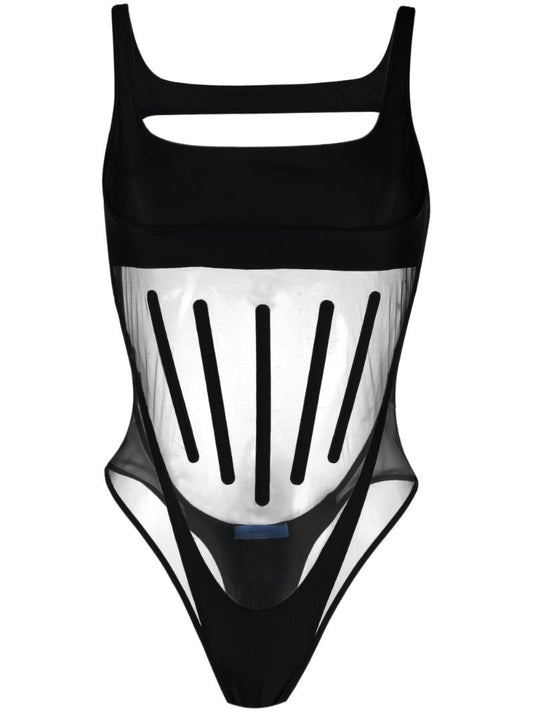 Black Illusion Panelled Bodysuit