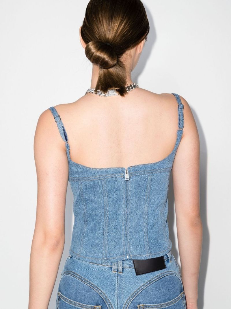 Blue Illusion Cut-out Denim Corset Top