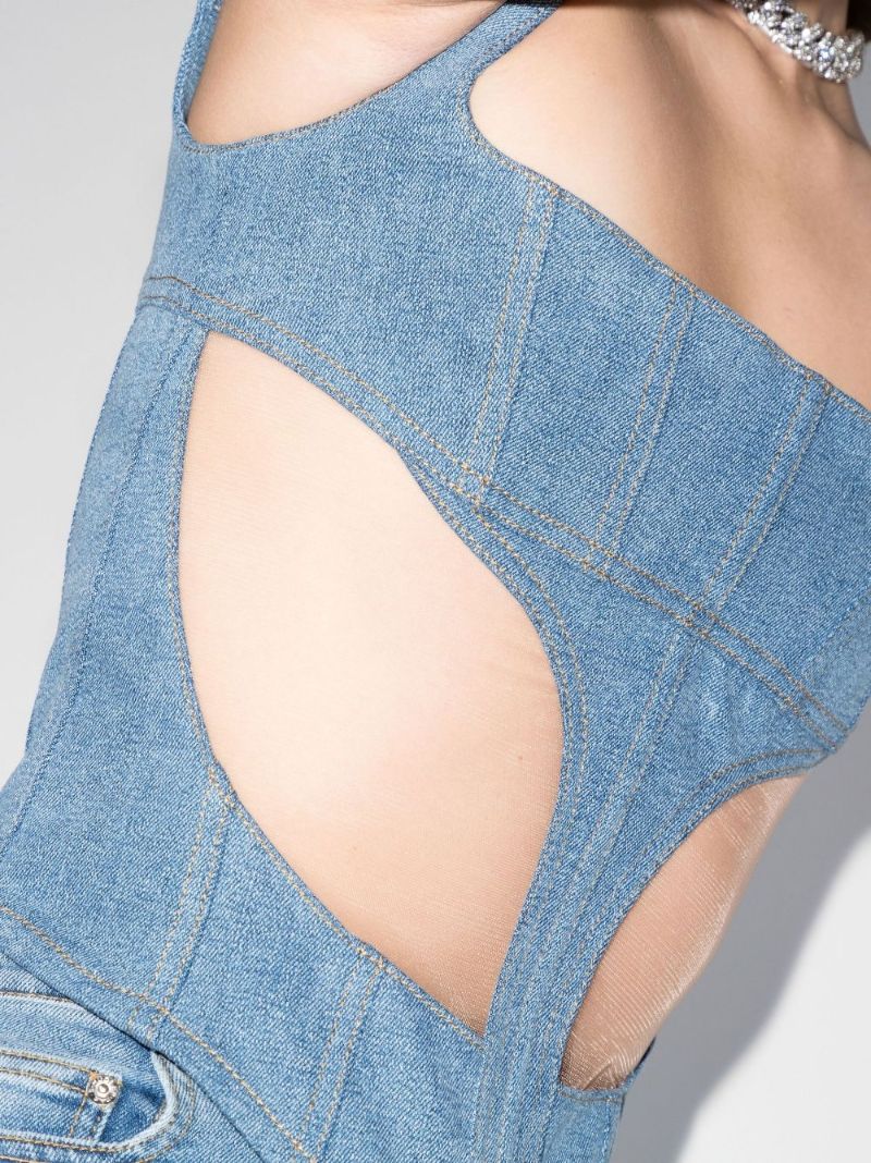 Blue Illusion Cut-out Denim Corset Top