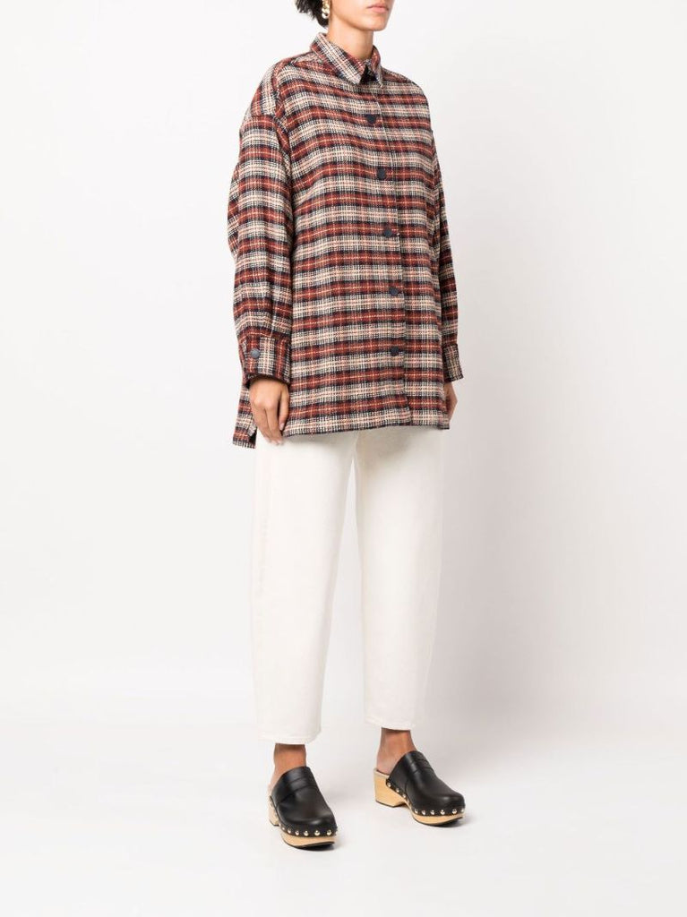 Brown Checked Shirt Jacket