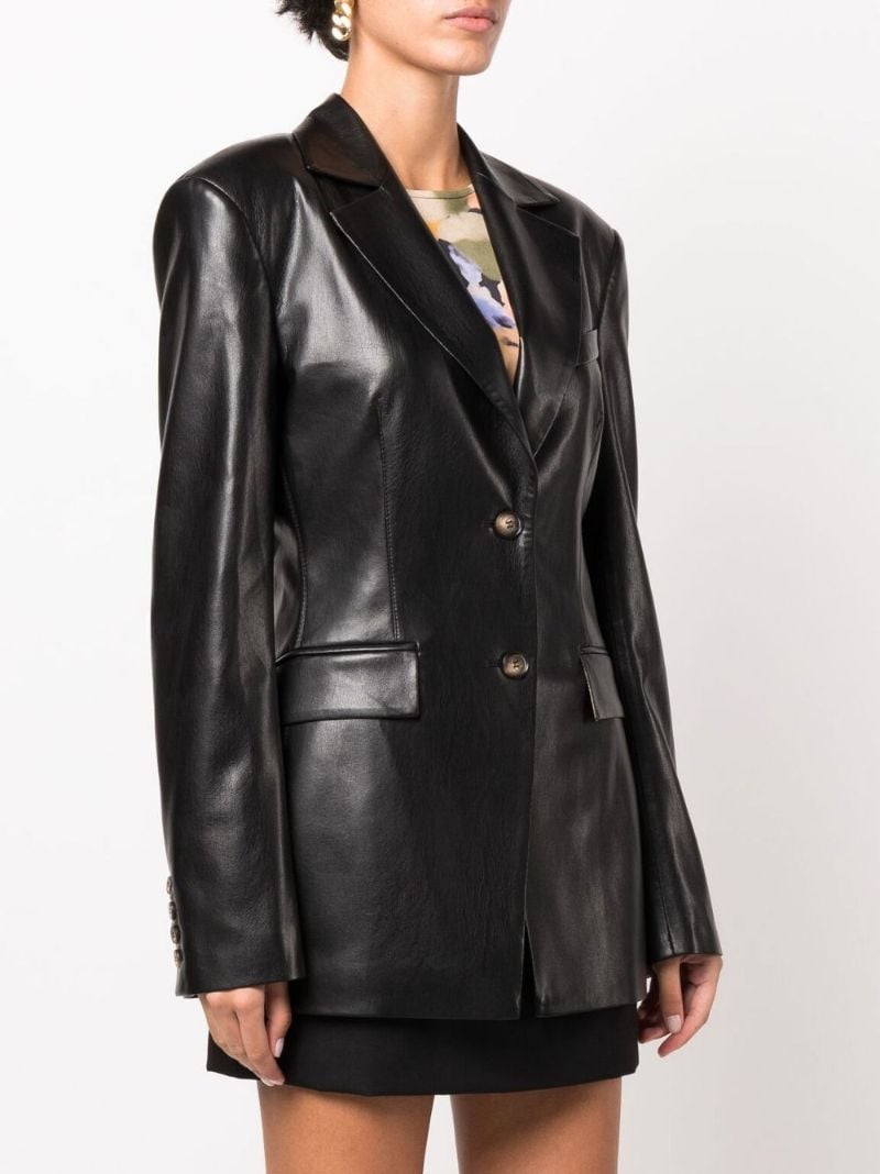 Black Hathi Single-breasted Faux Leather Blazer