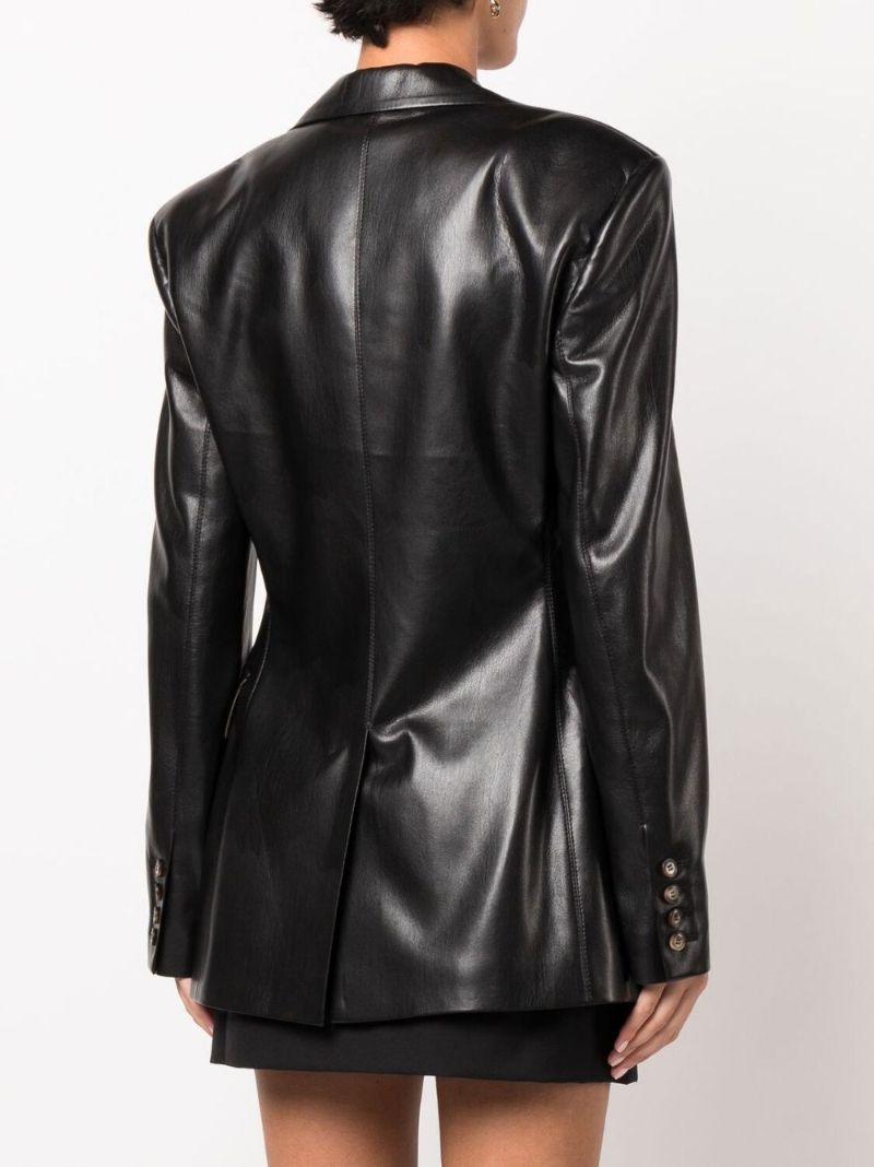 Black Hathi Single-breasted Faux Leather Blazer