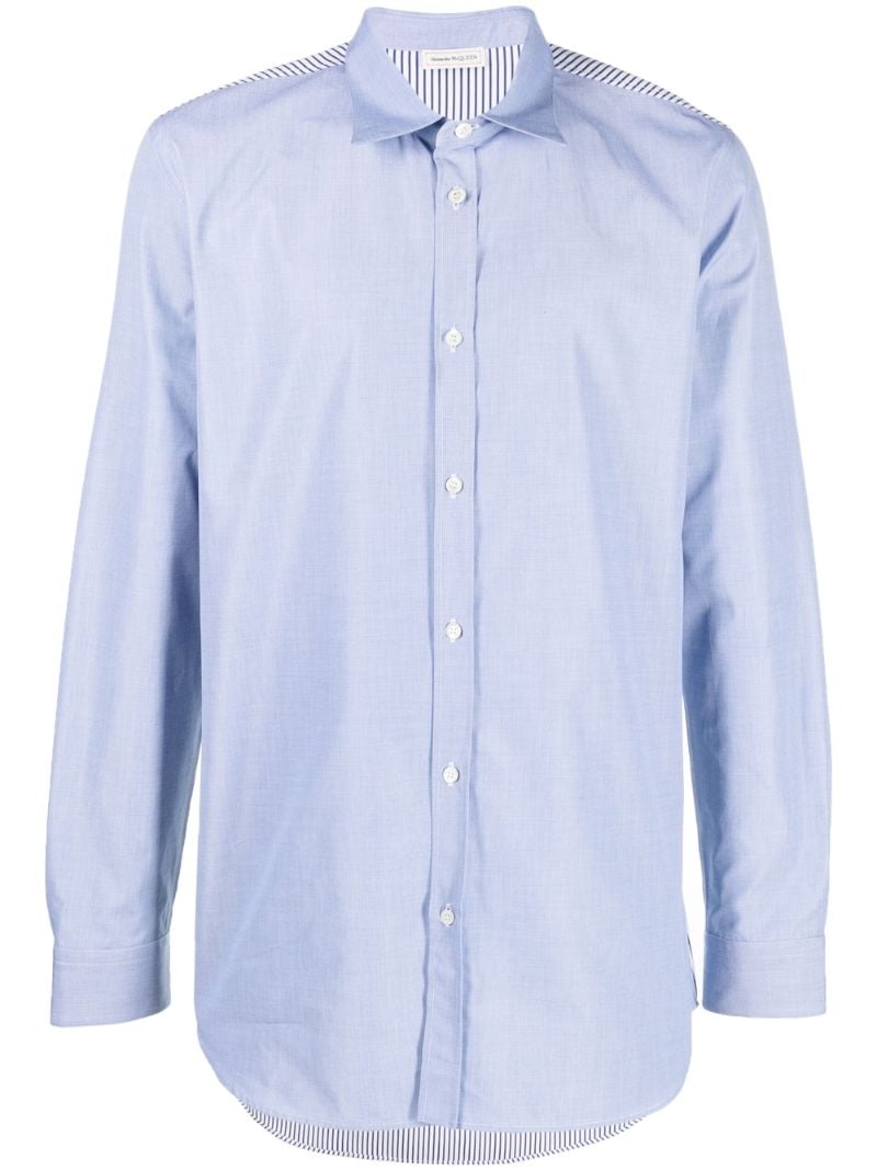 Blue Striped Panel Cotton Shirt