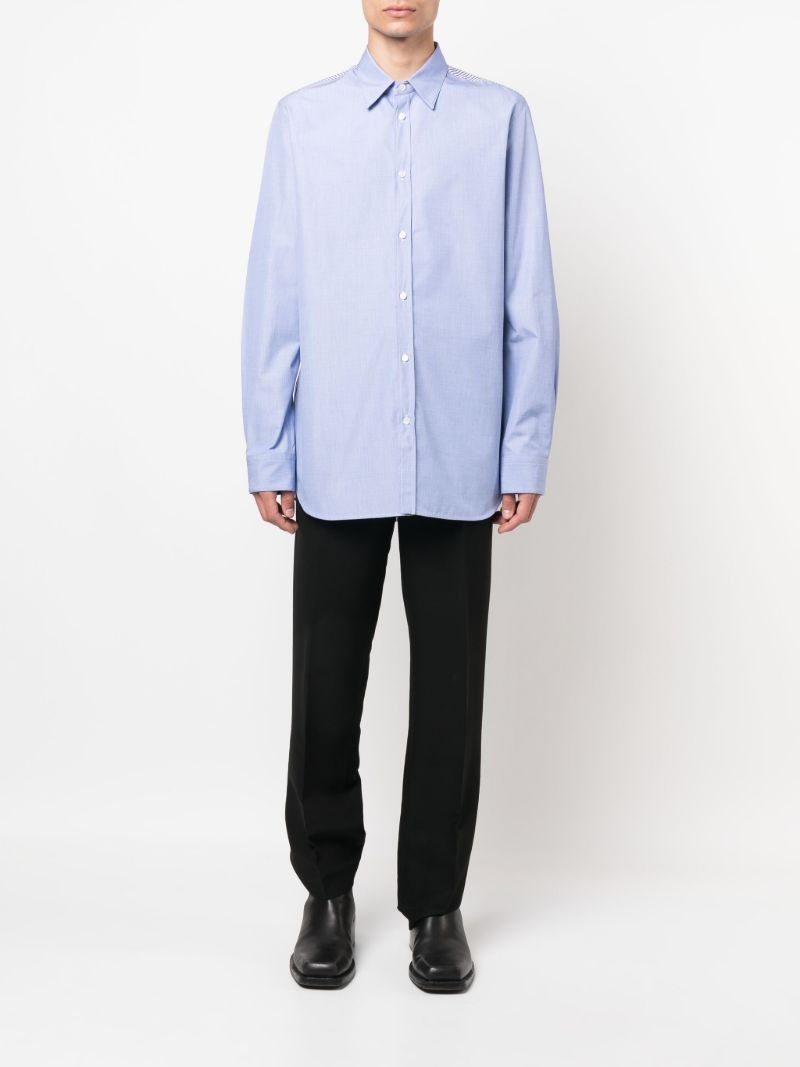 Blue Striped Panel Cotton Shirt