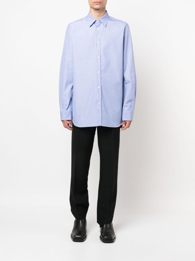 Blue Striped Panel Cotton Shirt