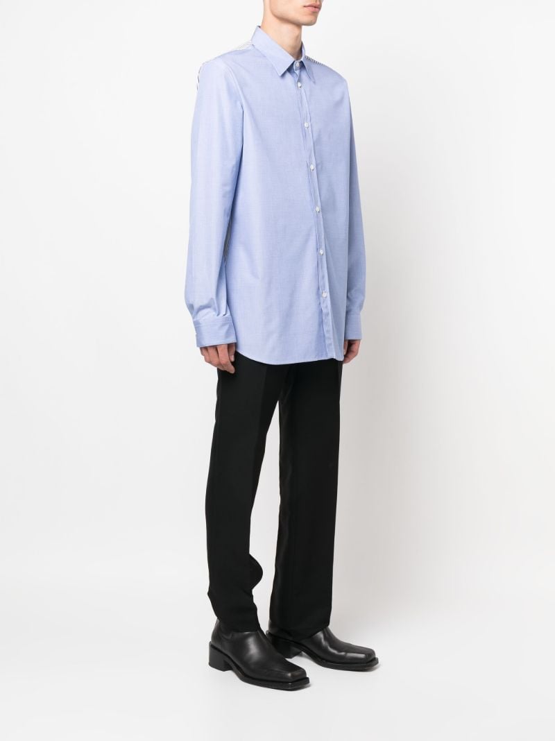 Blue Striped Panel Cotton Shirt
