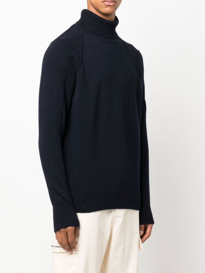 Blue Roll Neck Wool Sweater