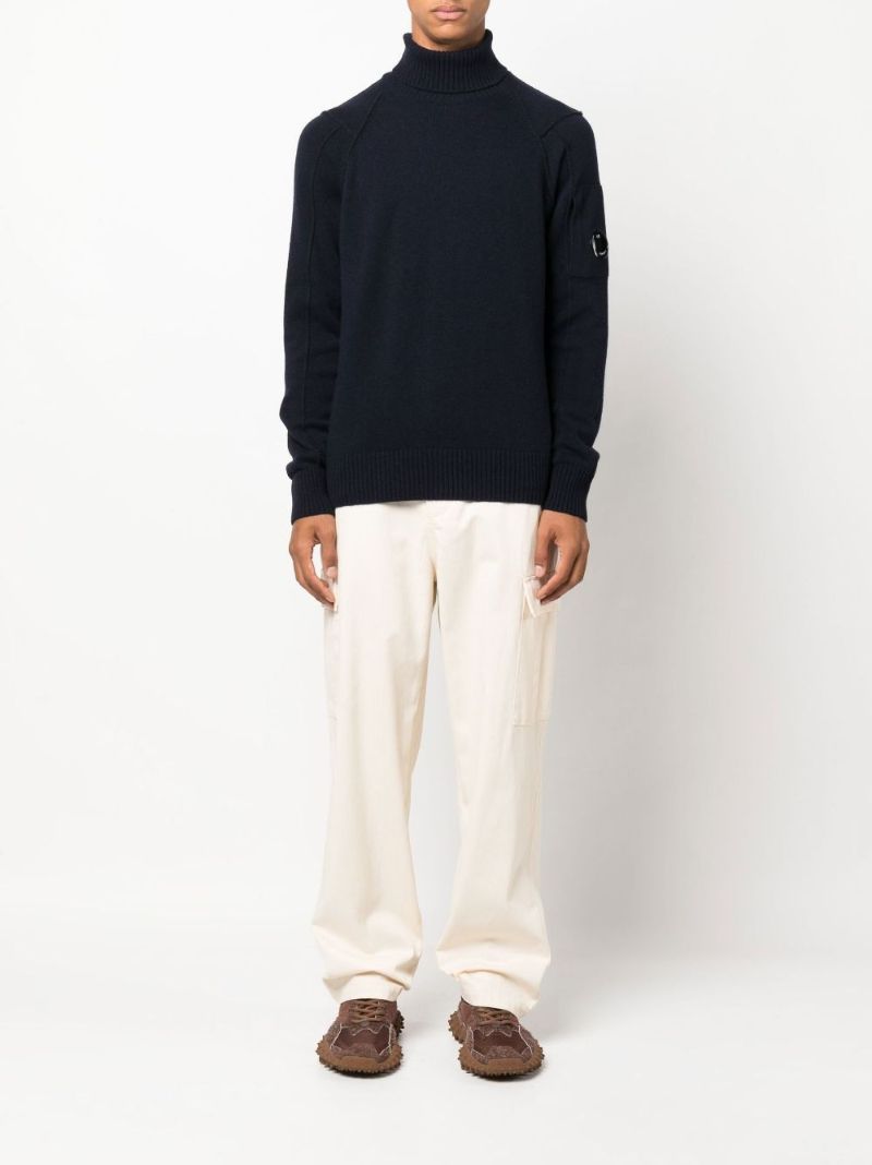 Blue Roll Neck Wool Sweater