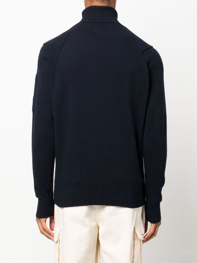 Blue Roll Neck Wool Sweater