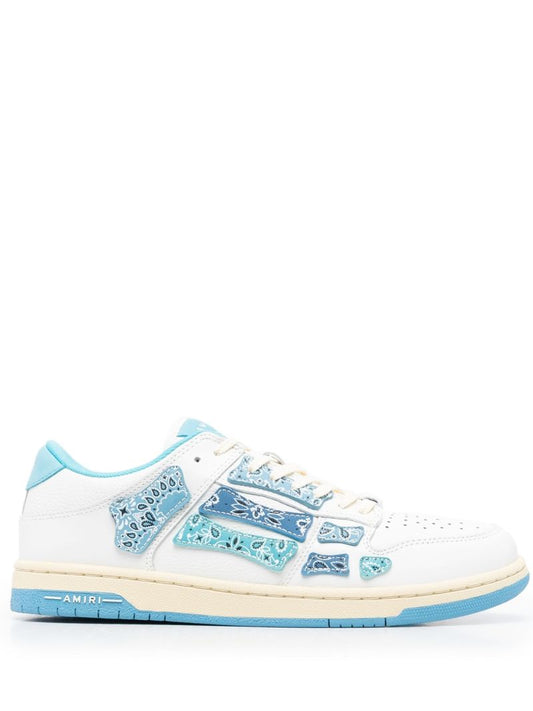 White Skel Top Low Bandana Leather Sneakers