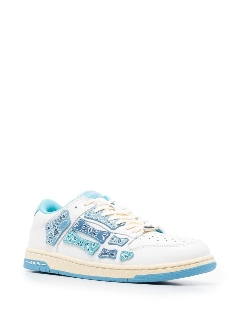 White Skel Top Low Bandana Leather Sneakers