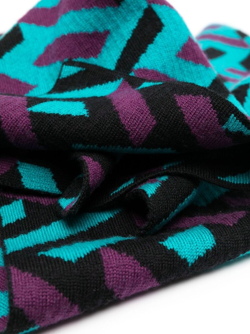 Blue La Greca Printed Wool Scarf