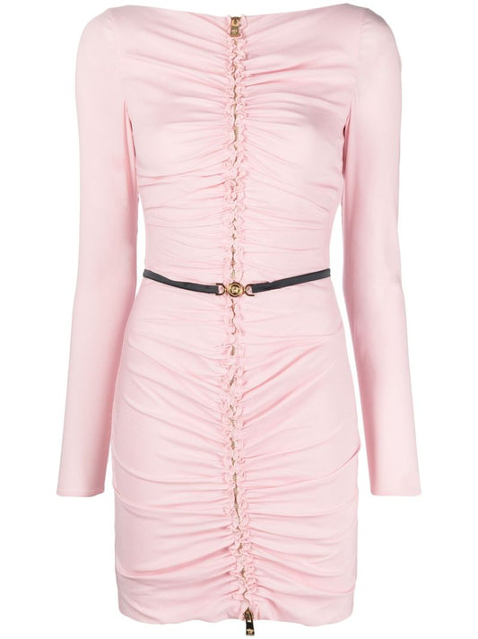 Pink Medusa Ruched Mini Dress