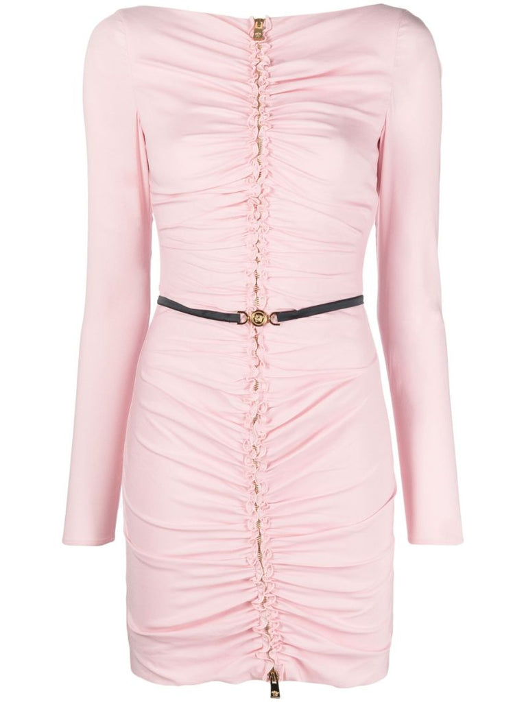 Pink Medusa Ruched Mini Dress
