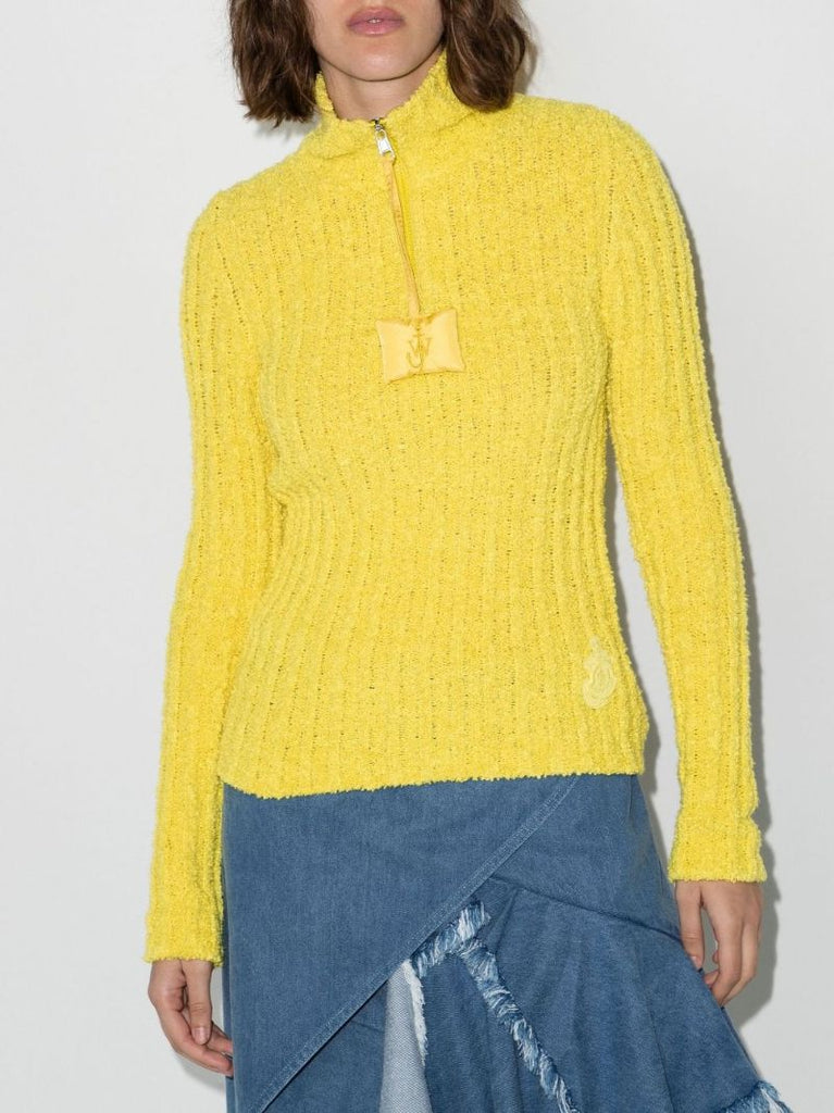 1 Moncler Jw Anderson Yellow BouclÃ_x0083_Â© Half-zip Sweatshirt