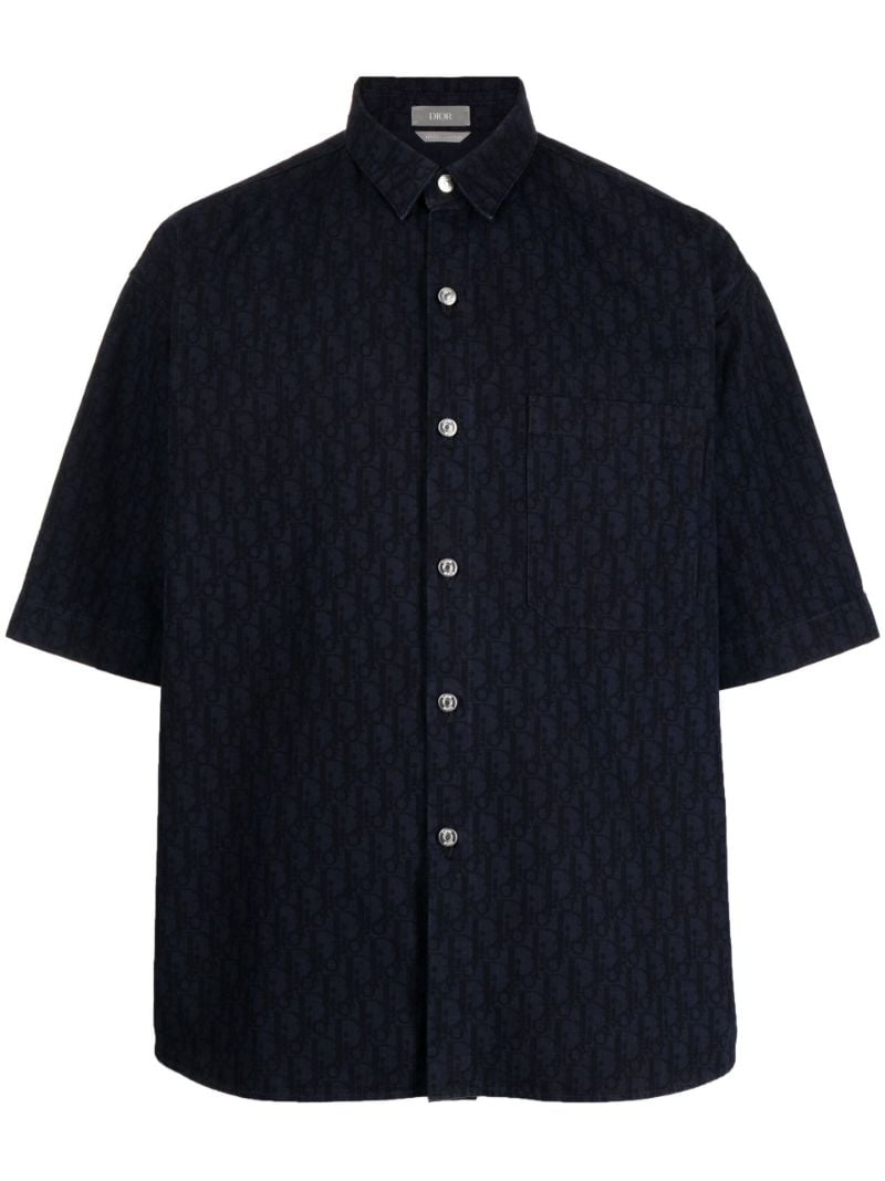 Navy Short Sleeve Button-down Shirt