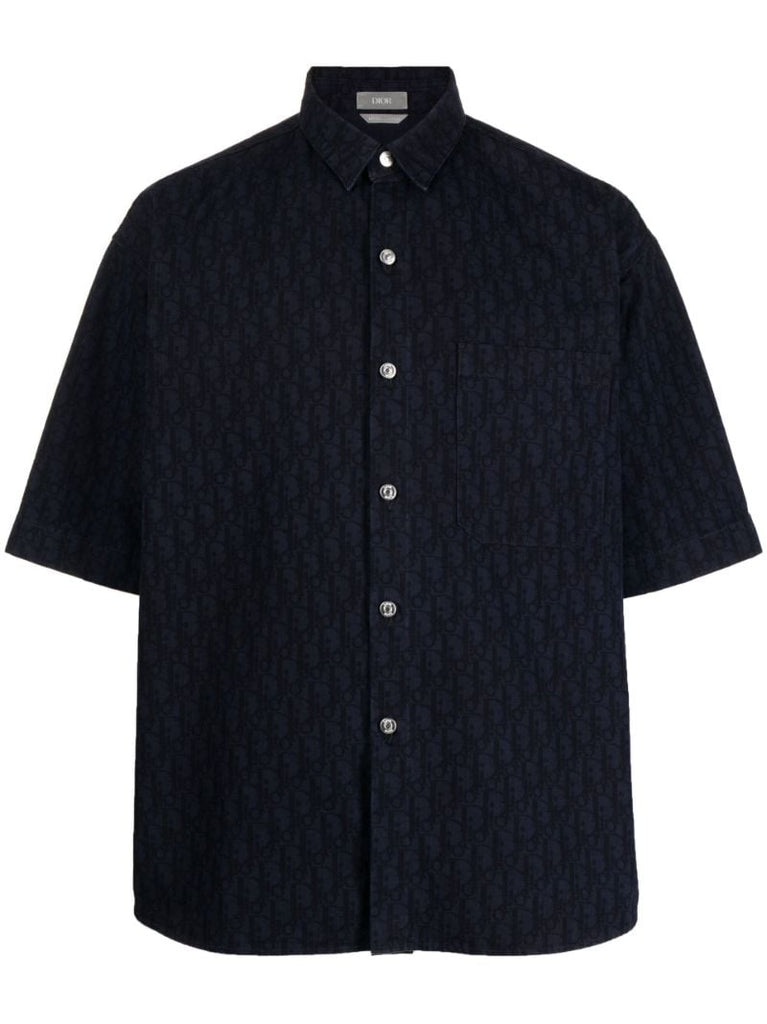 Navy Short Sleeve Button-down Shirt