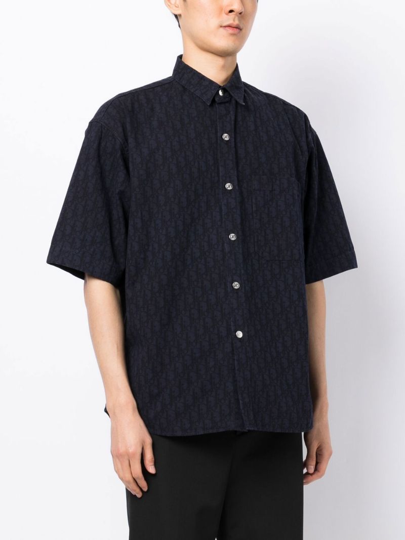 Navy Short Sleeve Button-down Shirt