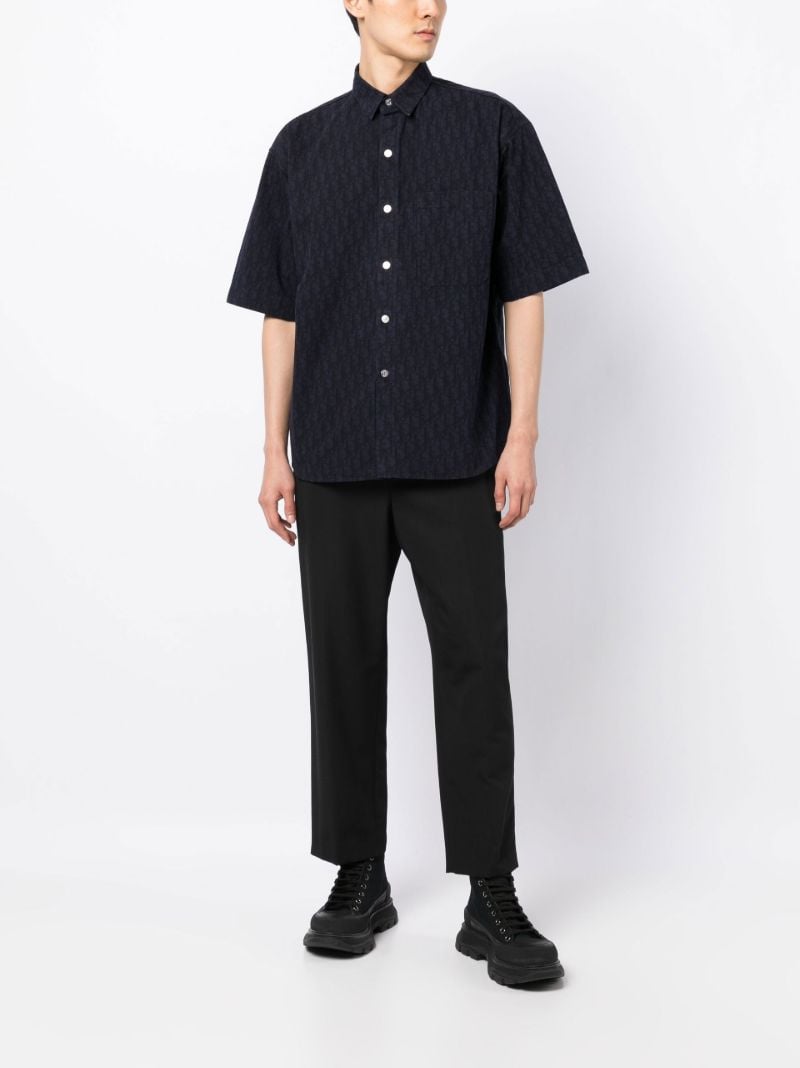 Navy Short Sleeve Button-down Shirt